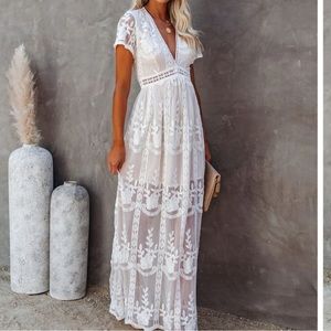 Vici White Lace Dress - Bride to be